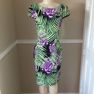 LIKE NEW Colorful Tropical Leaf Dress 